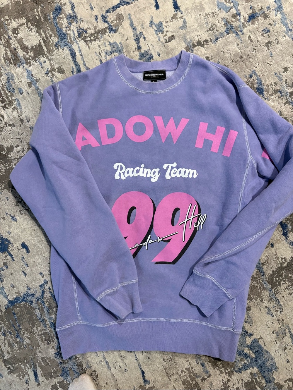Shadow Hill Lavender 'Racing Team 99' Graphic Sweatshirt size M